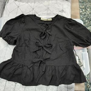 Liberty Love Black Bow Accent Blouse
